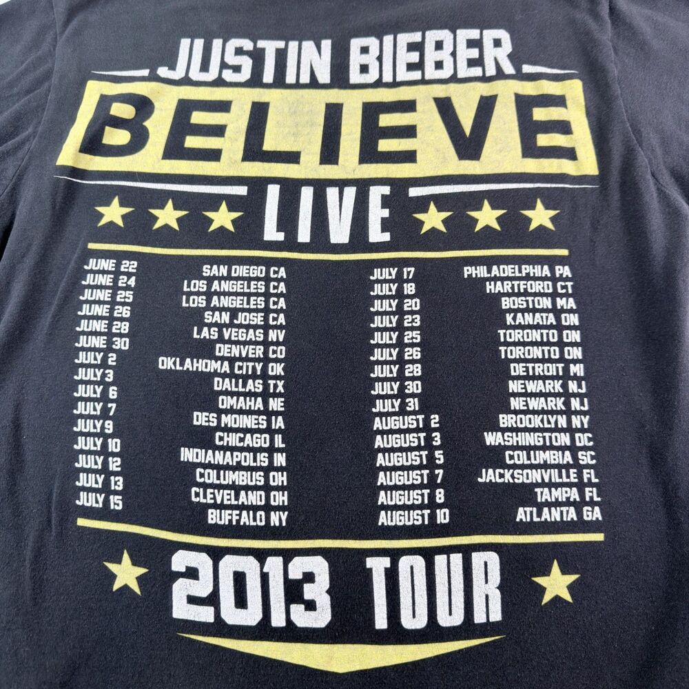 justin bieber believe live 2013 tour graphic concert tee shirt black medium - Picture 6 of 9